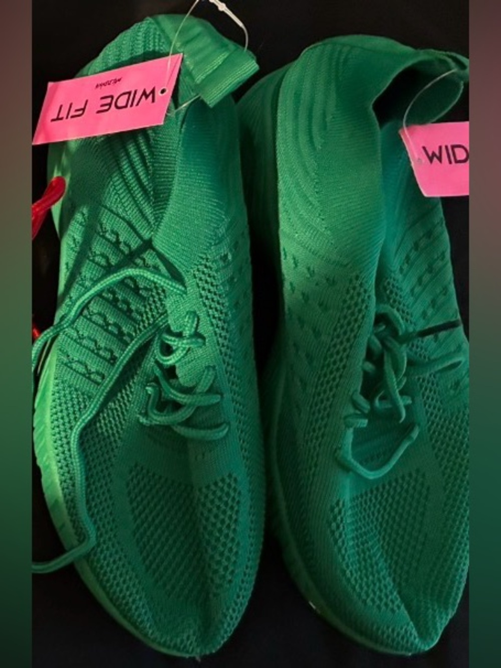 Women's Green Knit Athletic Sneakers - Wide Fit